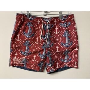 Wave Life Reversible Swim Trunks Men's 32 Red White Blue Drawstring‎ Pockets